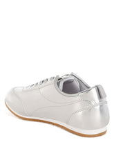 Astylos Silver Metallic Faux Leather Sneakers, Sneakers, $ 79.99, A Moment Of Now™